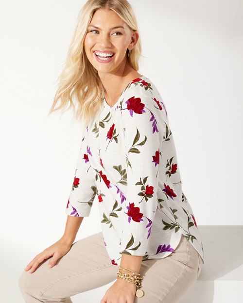 Ashby Isles Holiday Bouquet 3/4-Sleeve Shirt