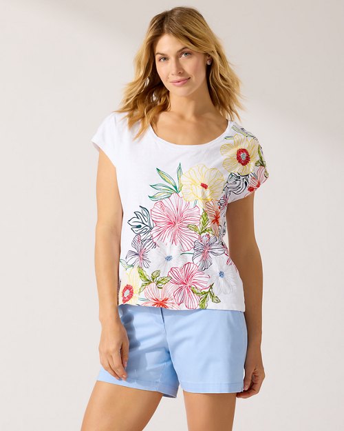 Lush Floral Lux Embroidered T-Shirt