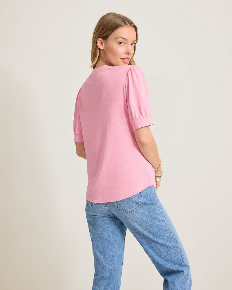 Thumbnail for Ashby Isles Ribbed Puff-Sleeve Top
