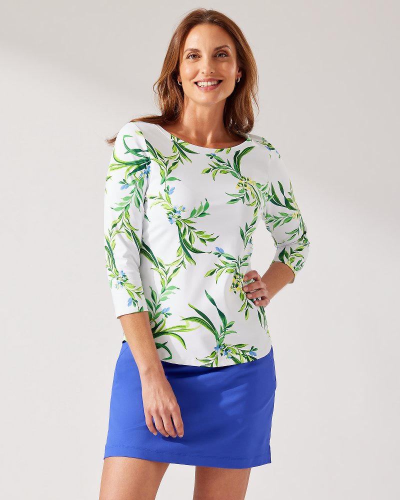 Aubrey Floral Glow IslandZone® ¾-Sleeve Top
