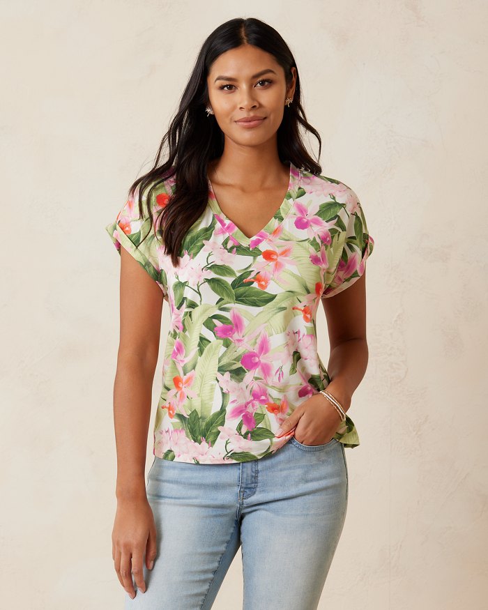 Kauai Legacy Blooms V-Neck T-Shirt