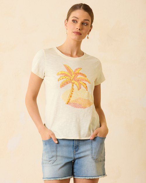 Palm Sunset Embellished Lux T-Shirt