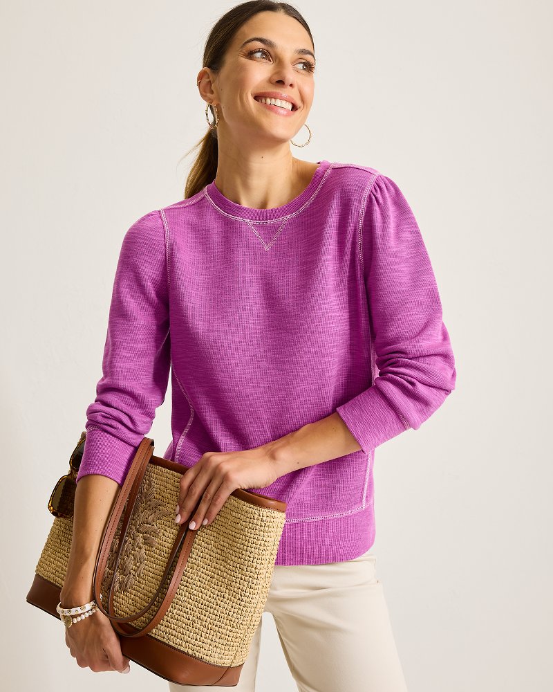 Tobago Bay Puff-Sleeve Crew Sweatshirt