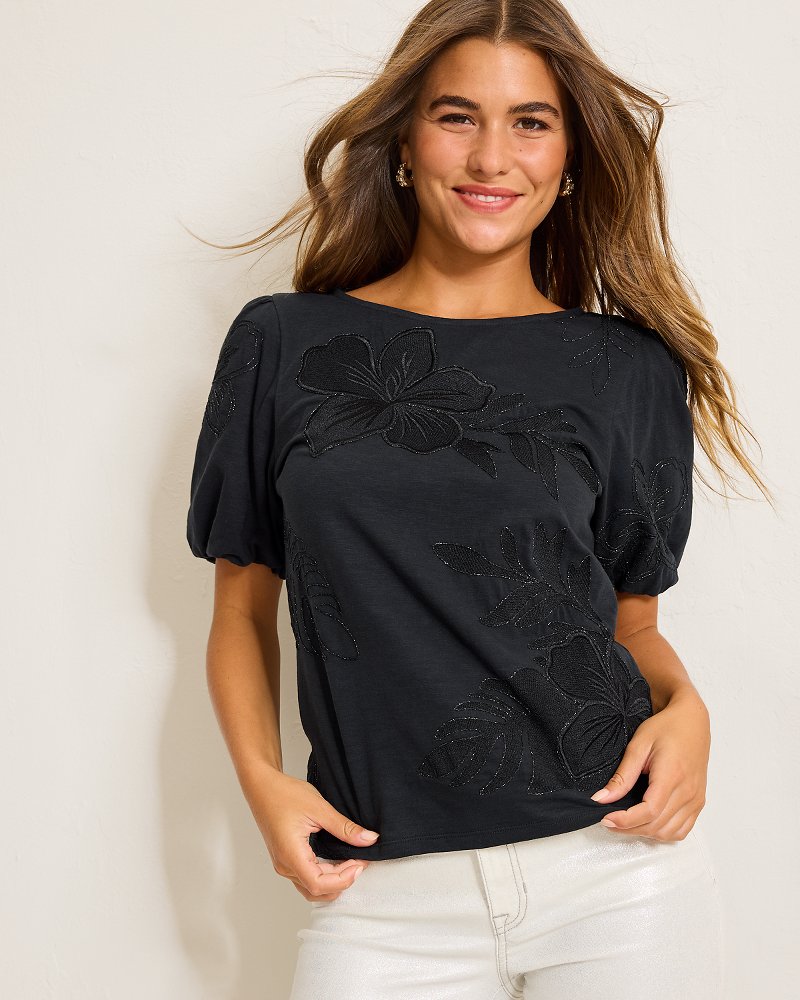 Heritage Hibiscus Puff-Sleeve Lux T-Shirt