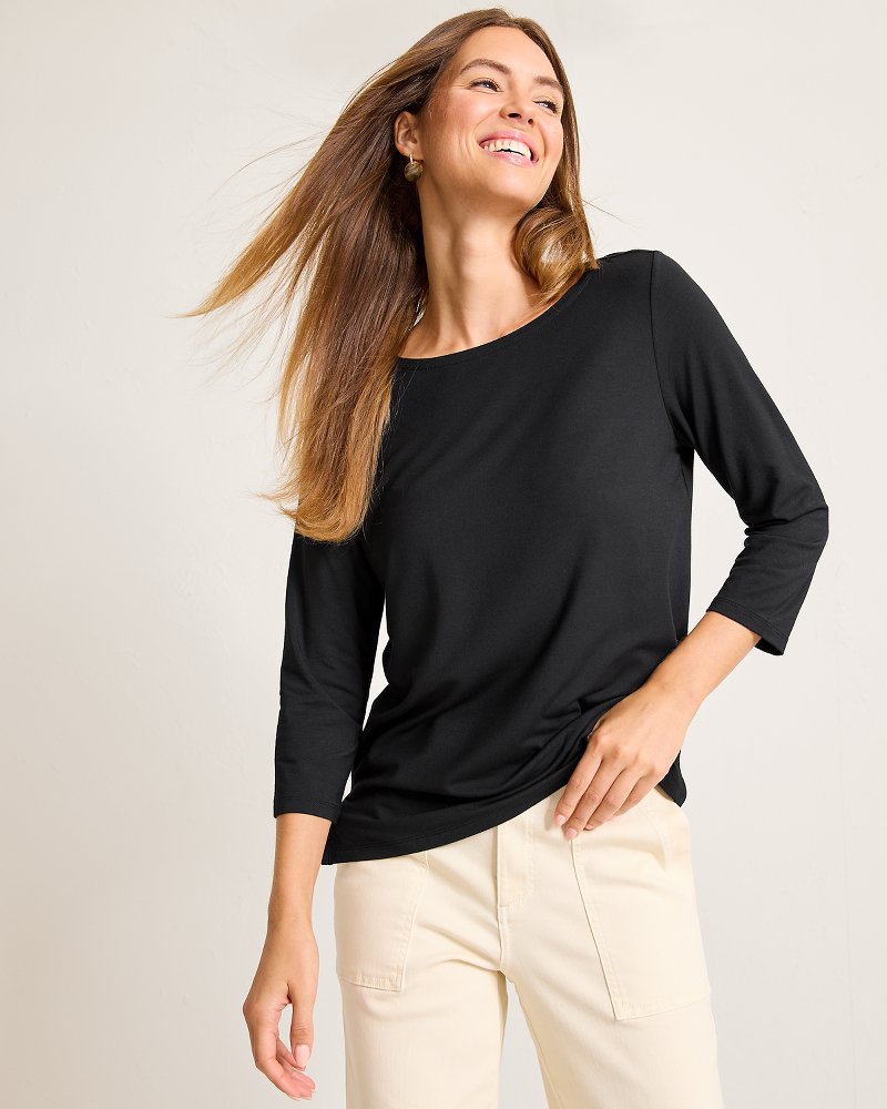 Kona Isles 3/4-Sleeve Boat-Neck Top