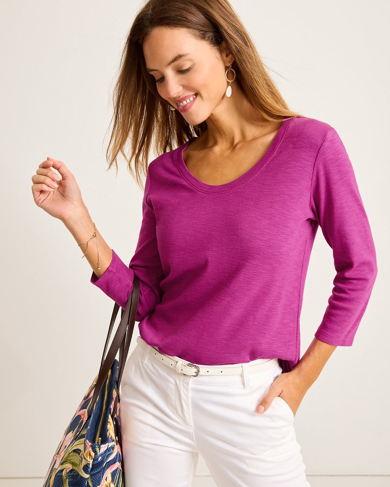 Ashby Isles Scoop-Neck 3/4-Sleeve T-Shirt