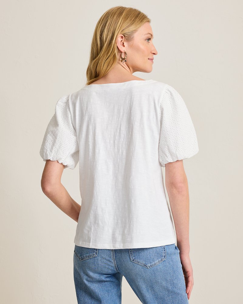 Thumbnail for Eyelet Puff-Sleeve Lux T-Shirt