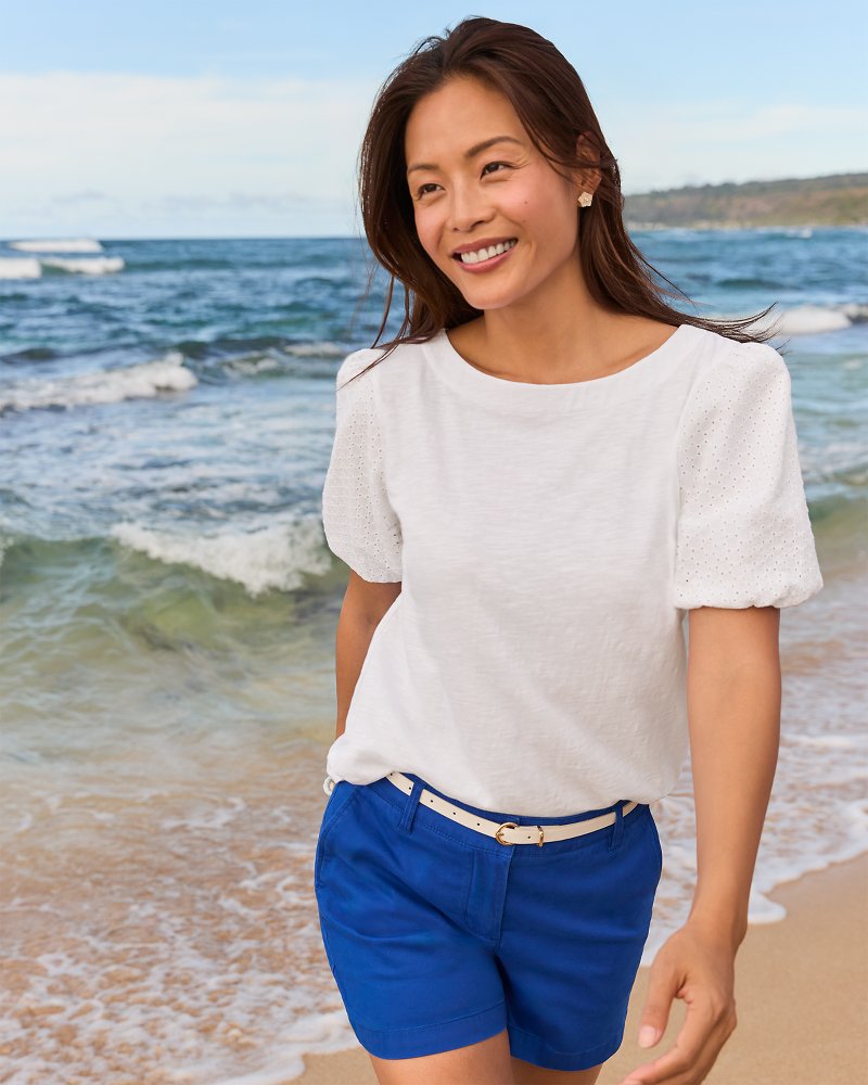 Thumbnail for Eyelet Puff-Sleeve Lux T-Shirt