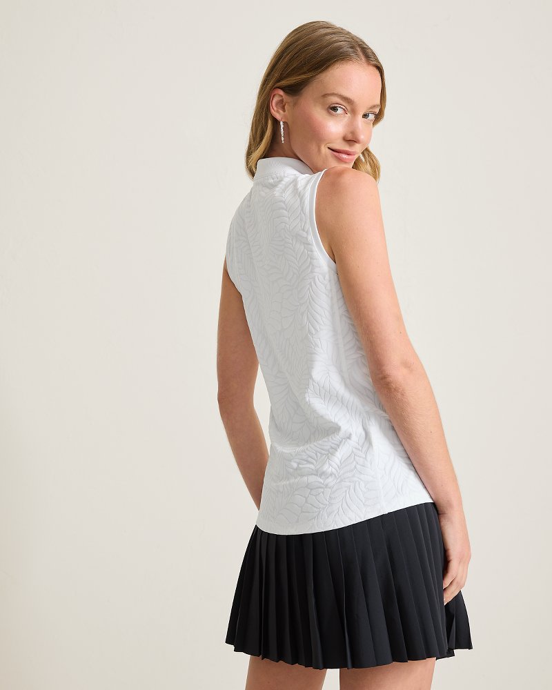 Thumbnail for Aubrey Leaves Jacquard Half-Zip IslandZone® Top