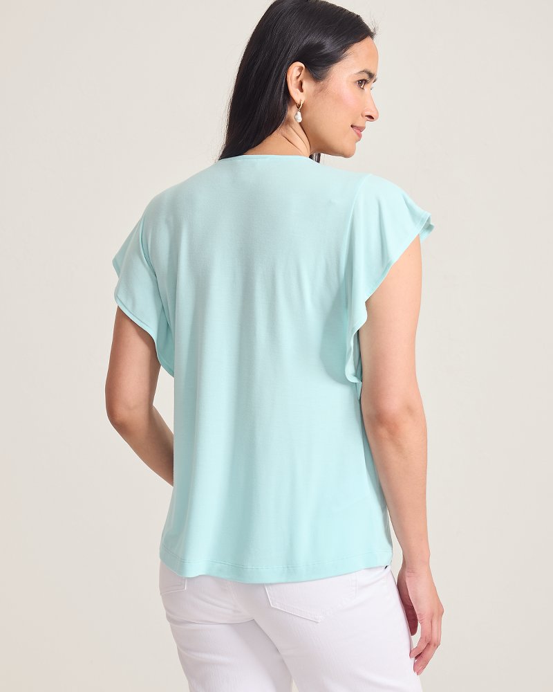 Thumbnail for Kauai Smocked Flutter-Sleeve Top