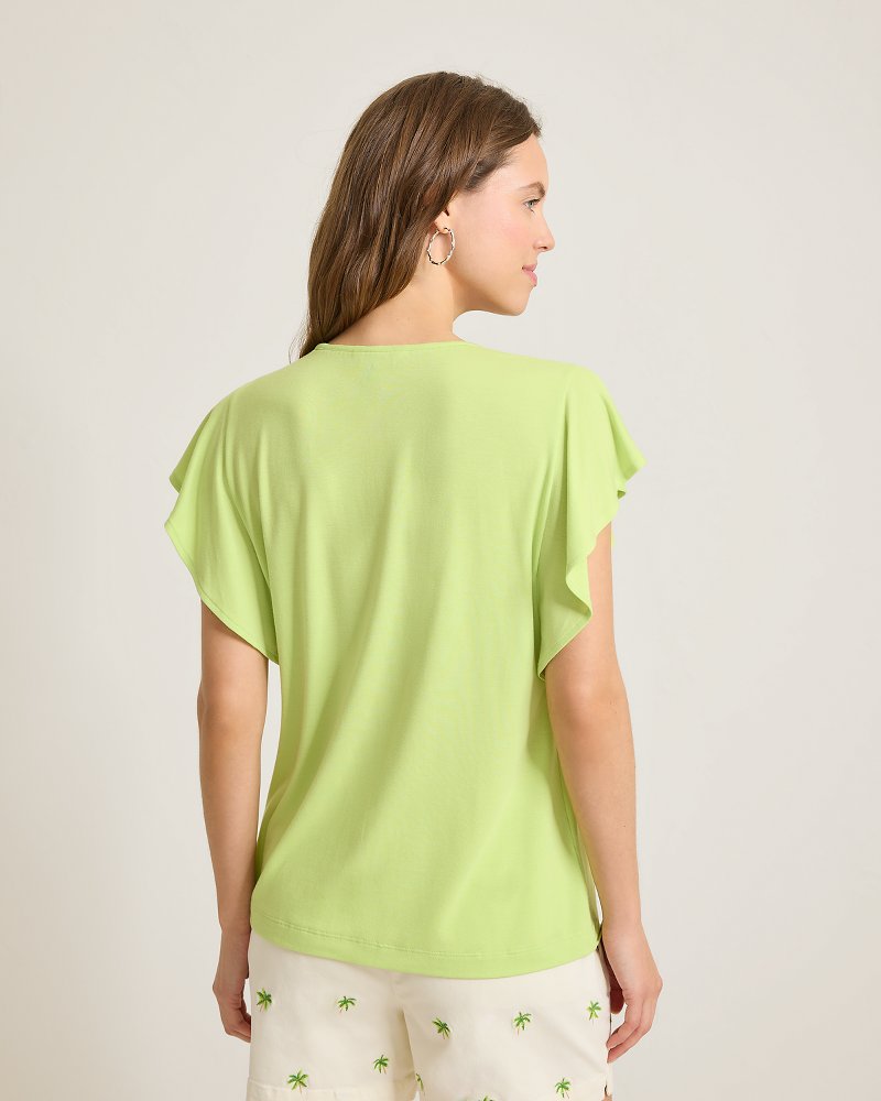 Thumbnail for Kauai Smocked Flutter-Sleeve Top