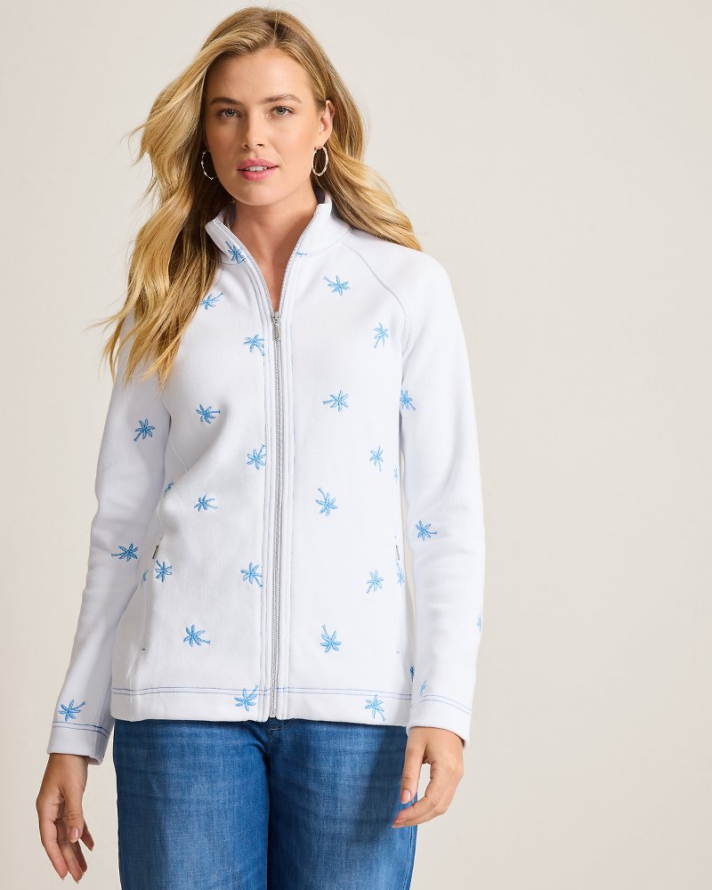 Aruba Tossed Palm Embroidered Full-Zip Sweatshirt