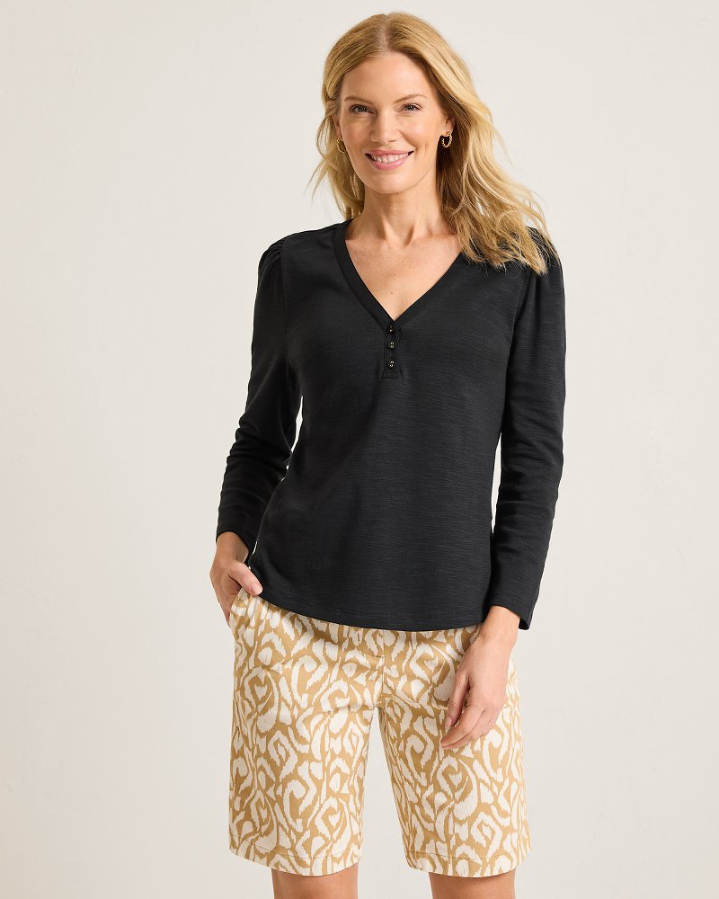 Ashby Isles Puff-Sleeve Henley Top