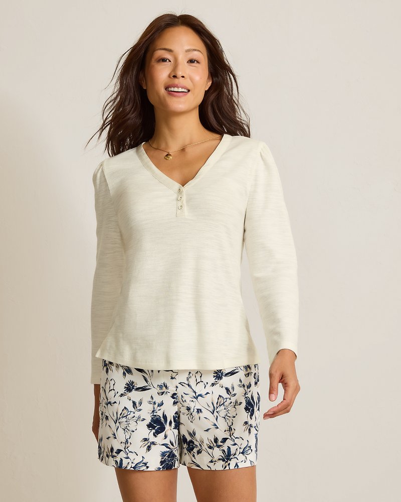 Ashby Isles Puff-Sleeve Henley Top