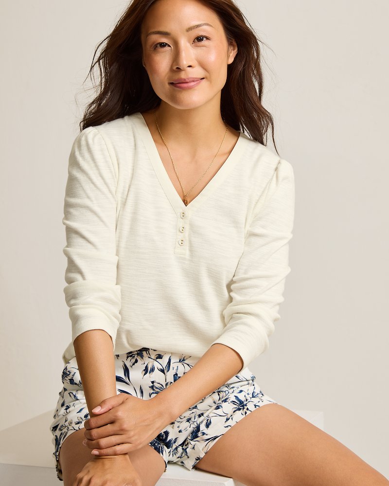 Ashby Isles Puff-Sleeve Henley Top