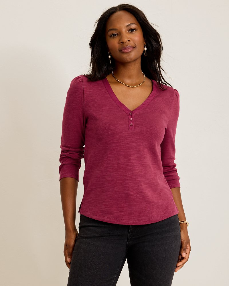Ashby Isles Puff-Sleeve Henley Top