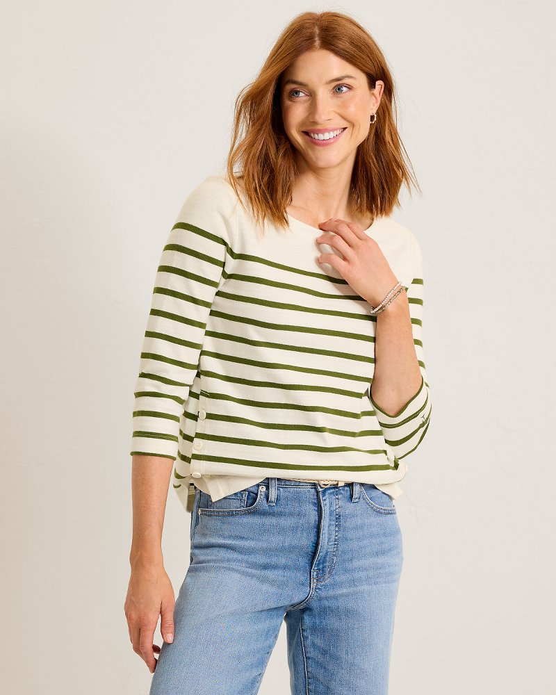 Bahama Bliss Stripe 3/4-Sleeve Top
