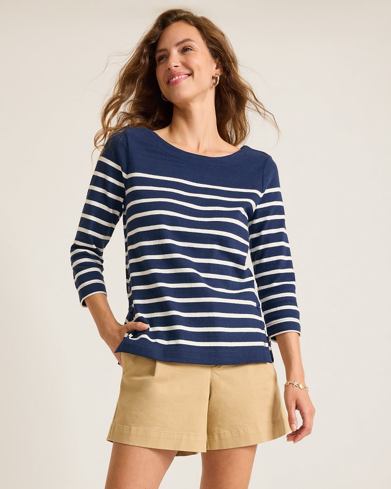 Bahama Bliss Stripe 3/4-Sleeve Top