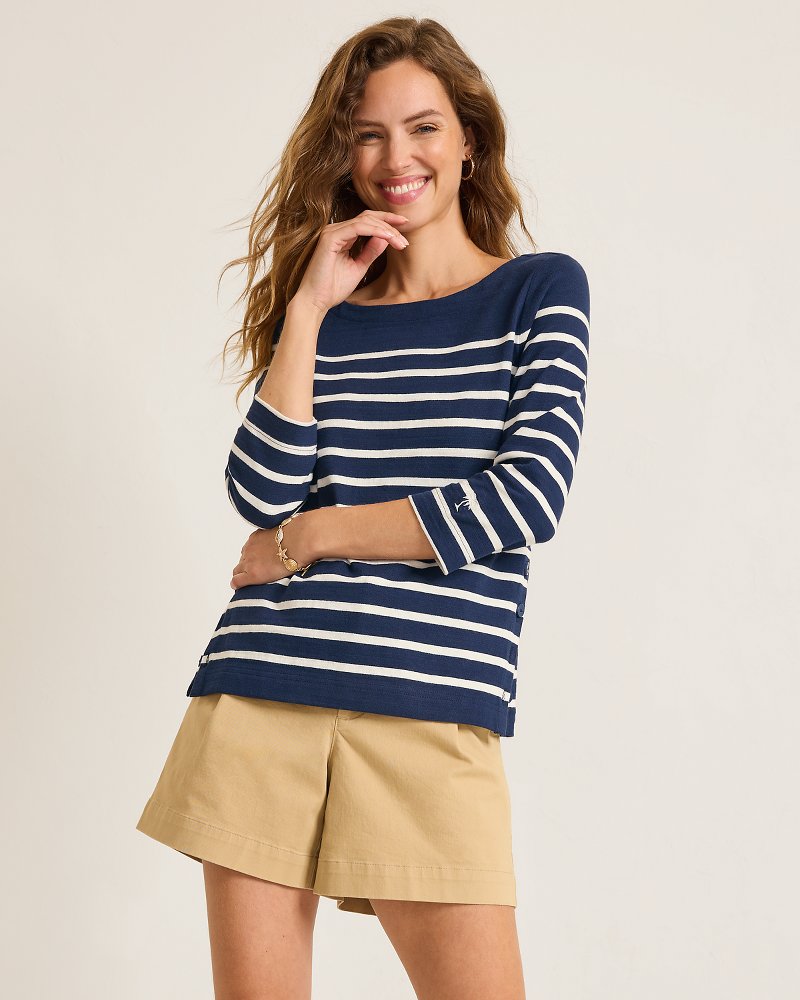 Bahama Bliss Stripe 3/4-Sleeve Top