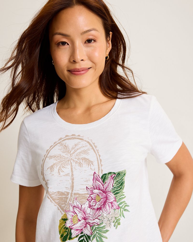 Floral Stamp Embellished Lux T-Shirt