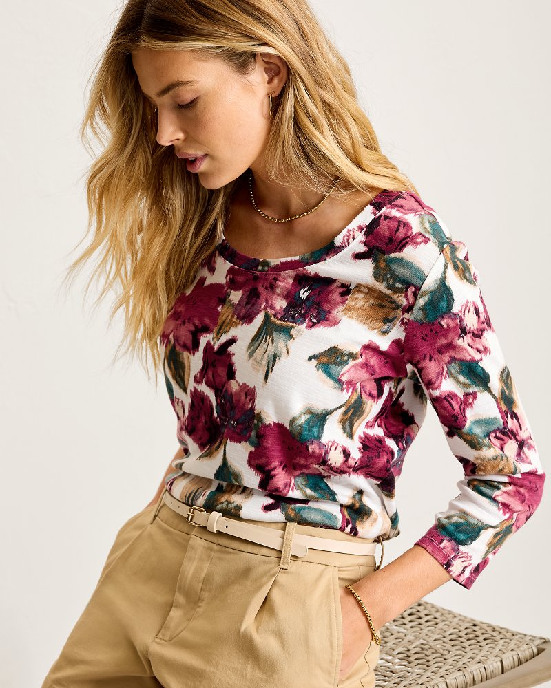 Ashby Isles Jeweled Blooms 3/4-Sleeve T-Shirt