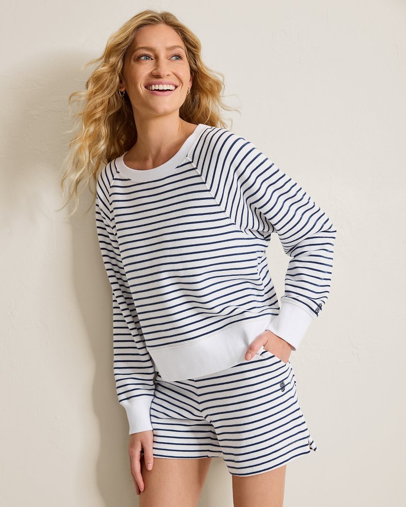 Marina Del Mar Stripe Crew Sweatshirt