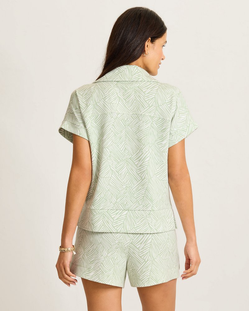 トップス Palm Palm Voyage Porto Fronds Half-Zip Short-Sleeve Top