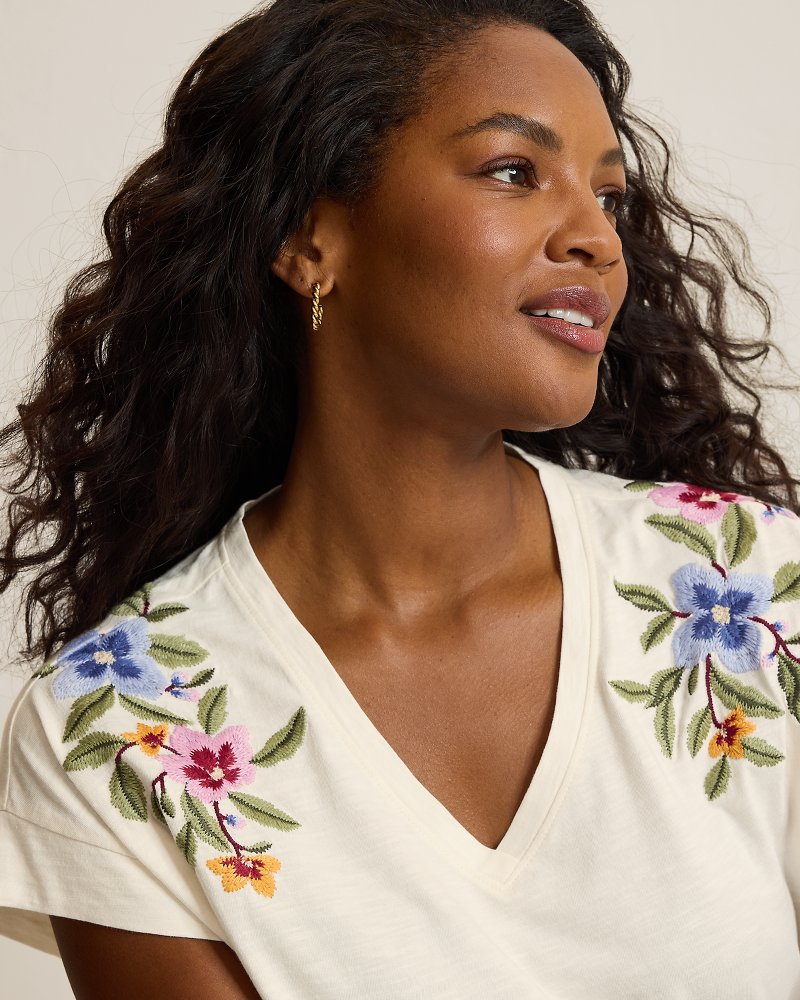 Ocean Petals Embroidered Lux T-Shirt