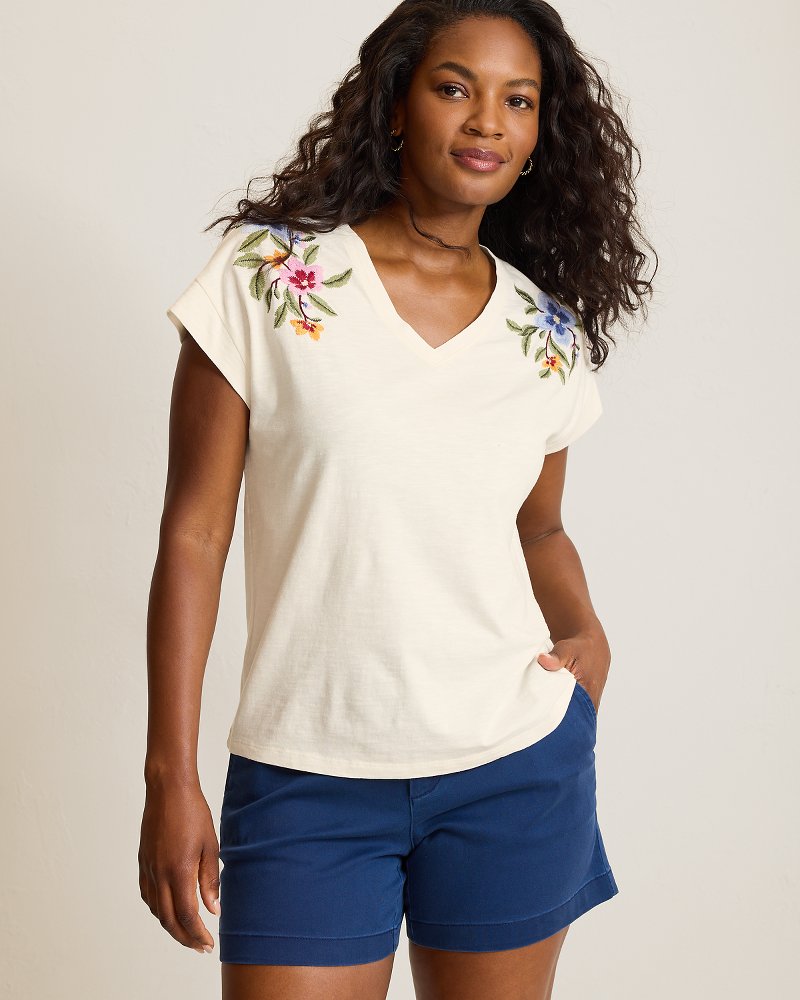 Ocean Petals Embroidered Lux T-Shirt thumbnail 4