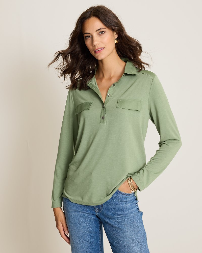 Kauai Satin Trim Long-Sleeve T-Shirt