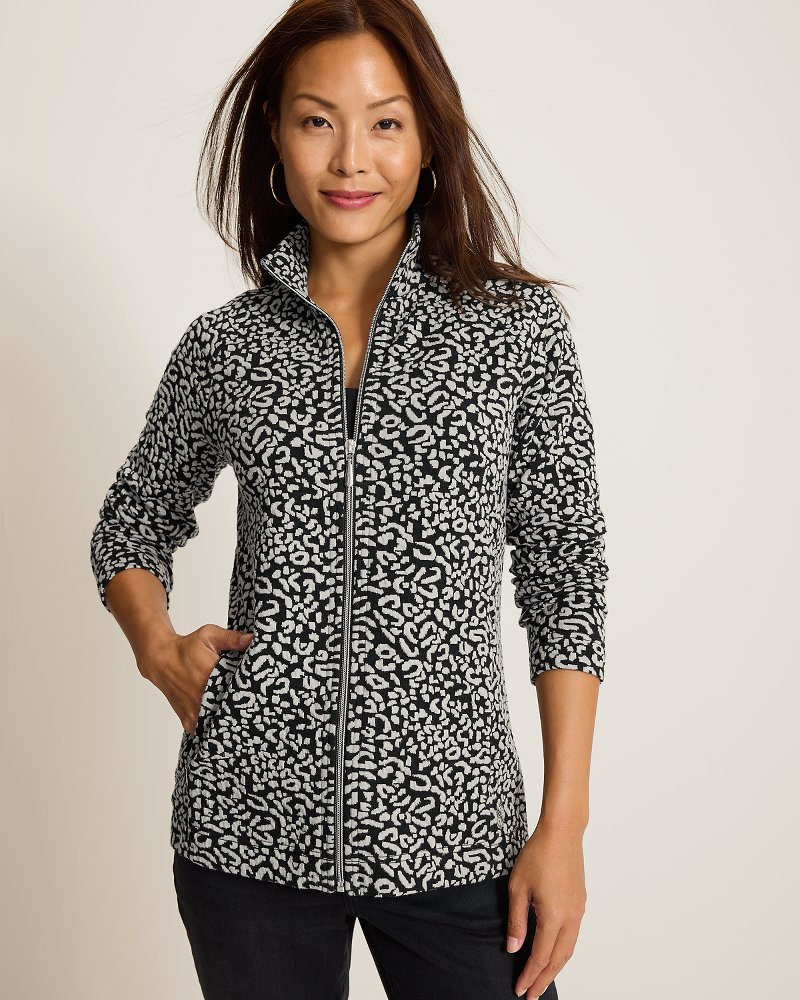 Aruba Leopard Jacquard Full-Zip Sweatshirt