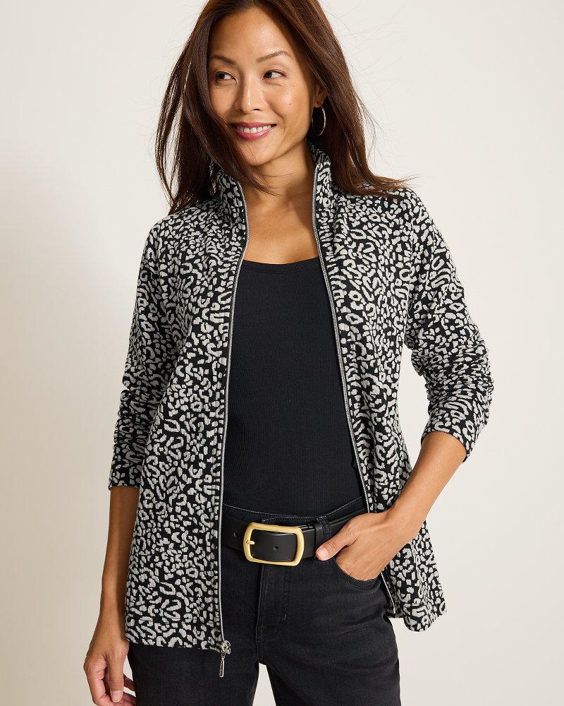 Aruba Leopard Jacquard Full-Zip Sweatshirt