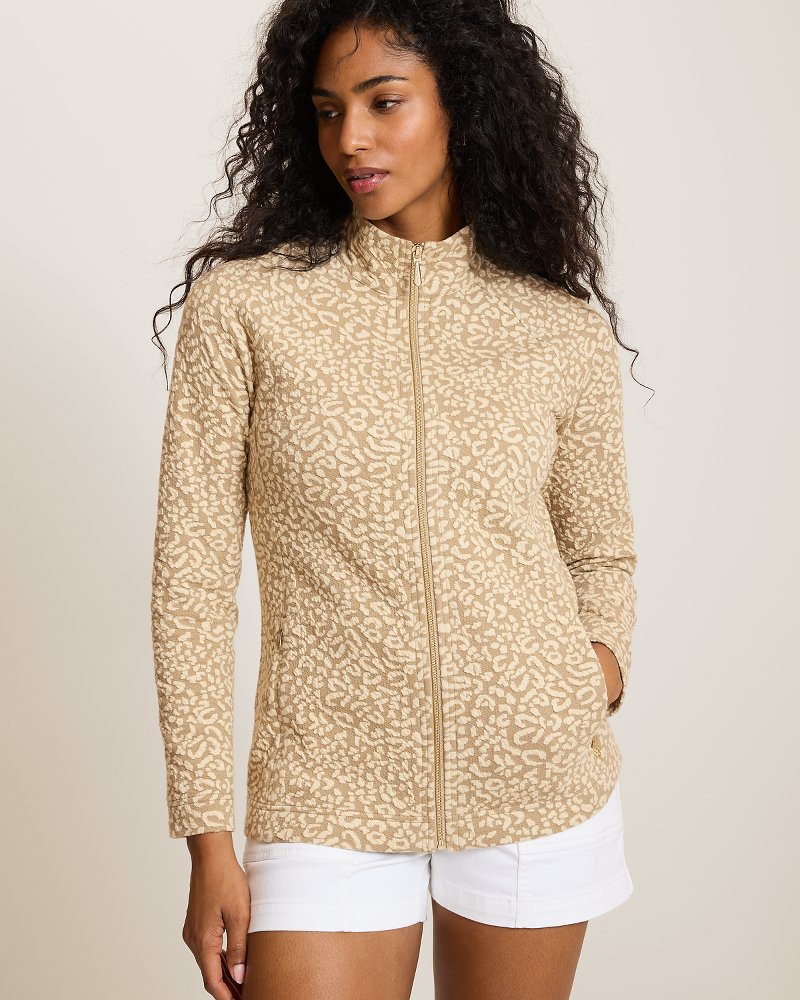 Aruba Leopard Jacquard Full-Zip Sweatshirt