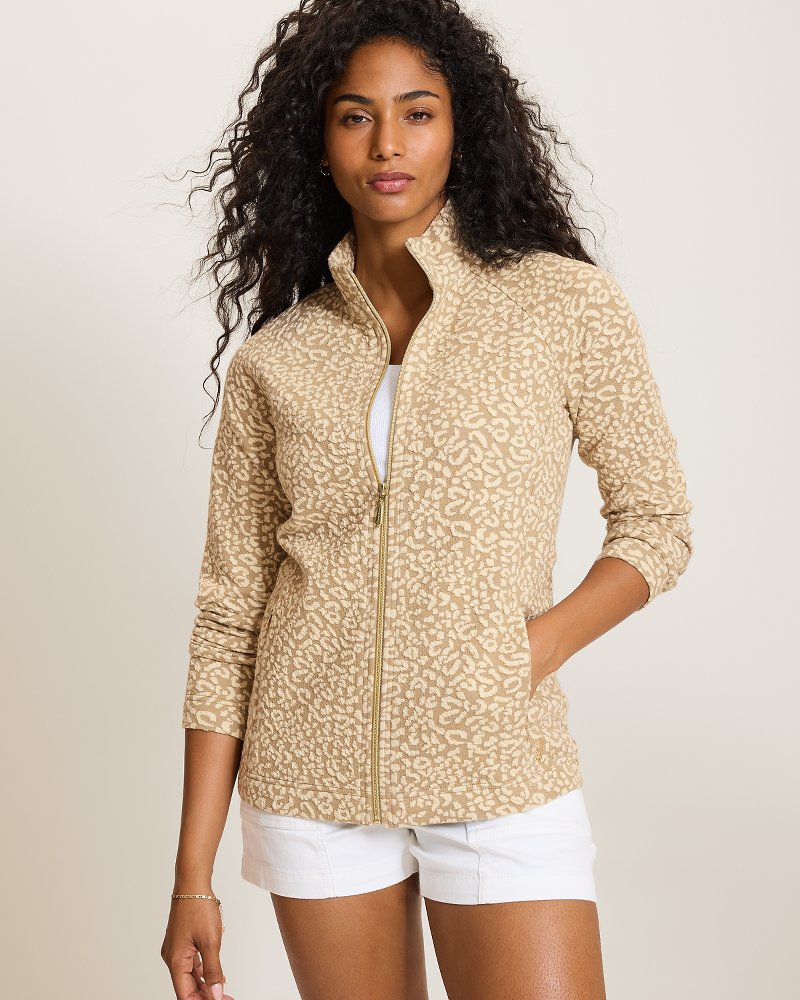 Aruba Leopard Jacquard Full-Zip Sweatshirt