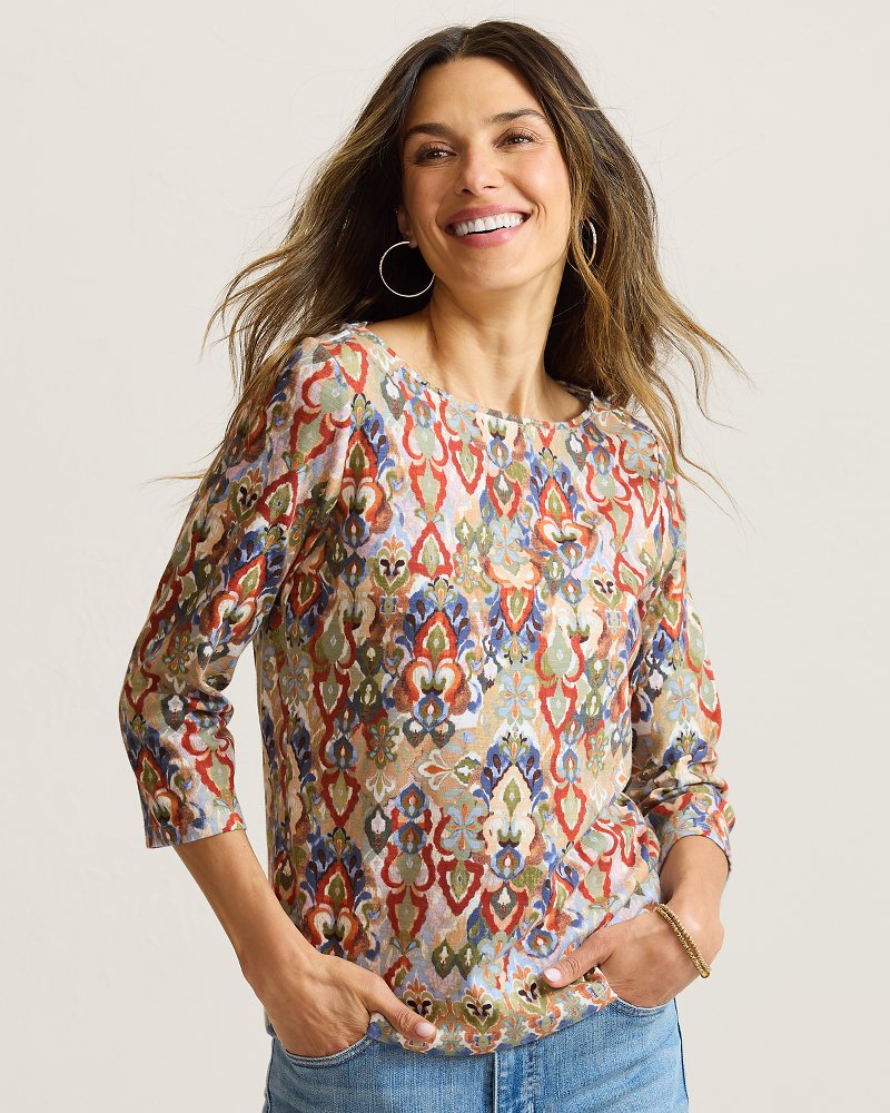 Ashby Isles Ikat Hideaway Bateau-Neck T-Shirt