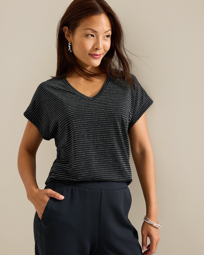Kauai Lurex V-Neck T-Shirt