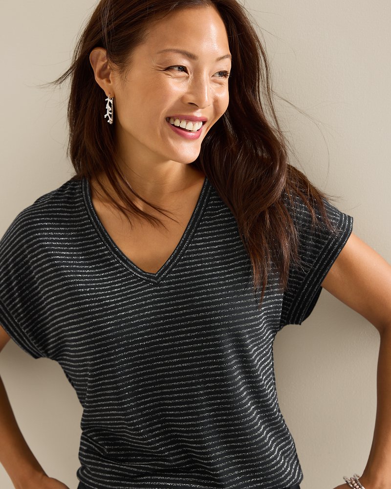 Kauai Lurex V-Neck T-Shirt