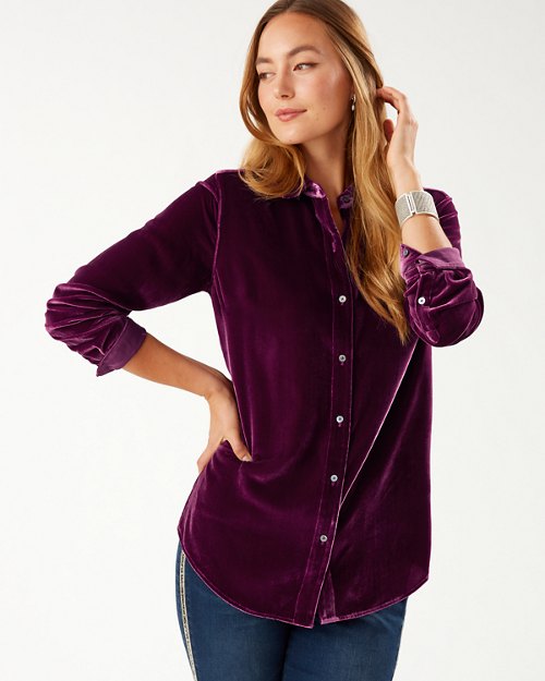 Velvet Sands Silk-Blend Long-Sleeve Shirt