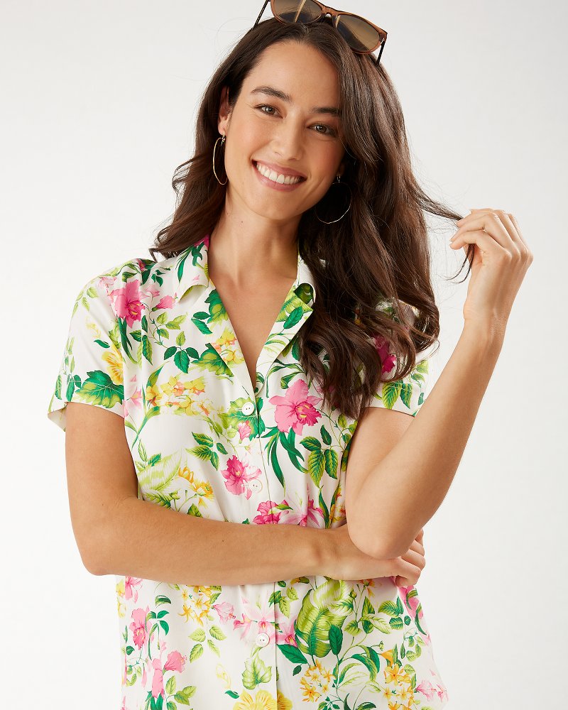 Bay Of Blooms Talulla Silk Camp Shirt