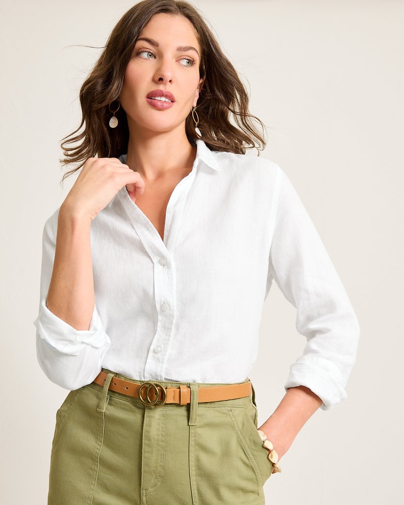 Long-Sleeve Coastalina Linen Shirt