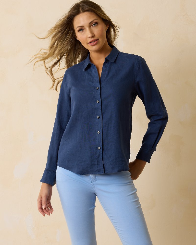 Long-Sleeve Coastalina Linen Shirt