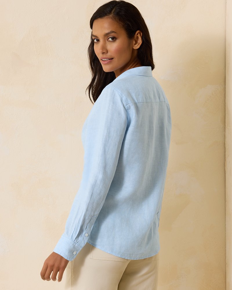 Women's Linen Long Sleeve Collared Button-down Shirt - Universal