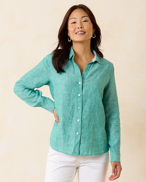Long-Sleeve Coastalina Linen Shirt