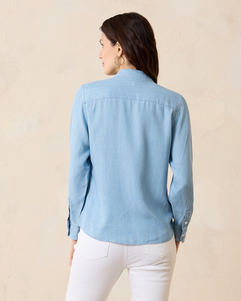トミー バハマ  Bahama Chambray All Day 3u002F4 Sleeve Top レディース シャツ トップス Med Tommy Bahama Chambray All Day Coastalina Long Sleeve Blouse