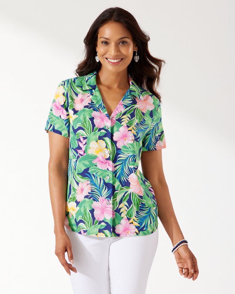 Bay Of Blooms Talulla Silk Camp Shirt