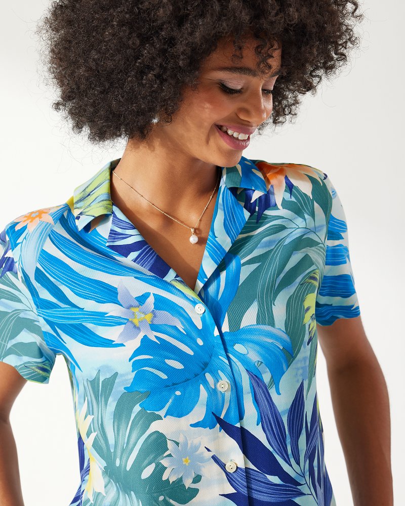 Bay Of Blooms Talulla Silk Camp Shirt