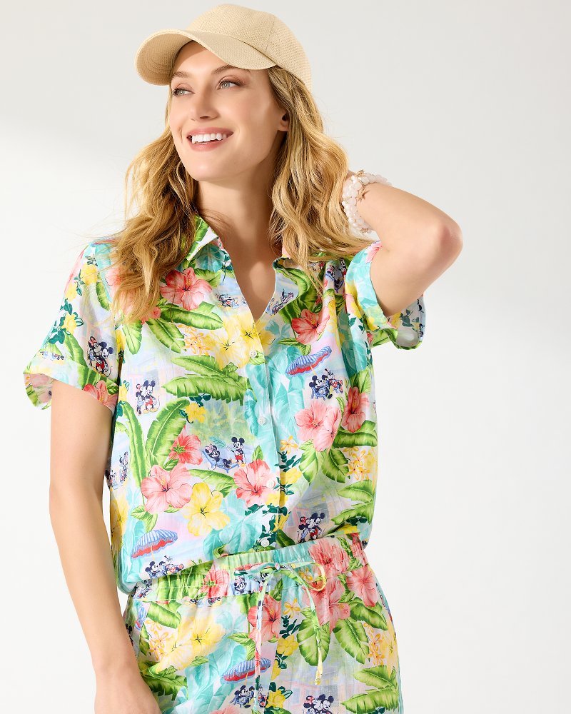 Disney Poolside Party Linen Camp Shirt