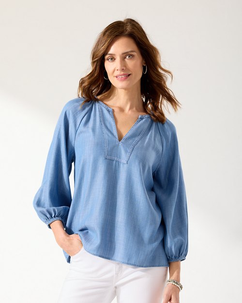 Chambray All Day ¾ -Sleeve Top