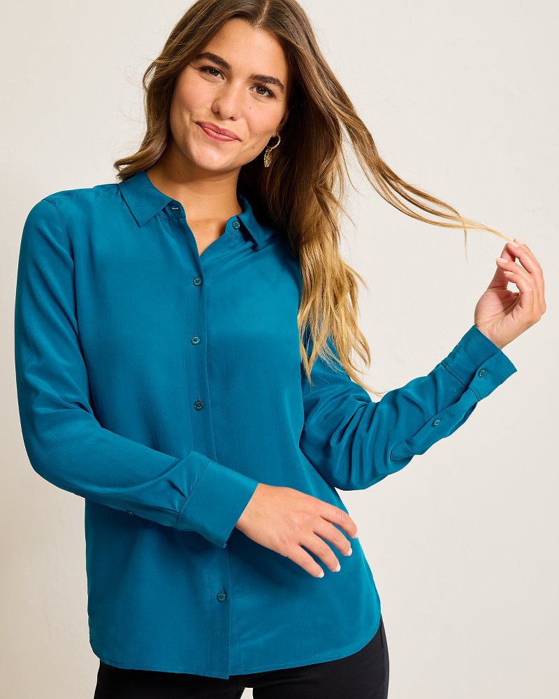 Classic Long-Sleeve Silk Shirt