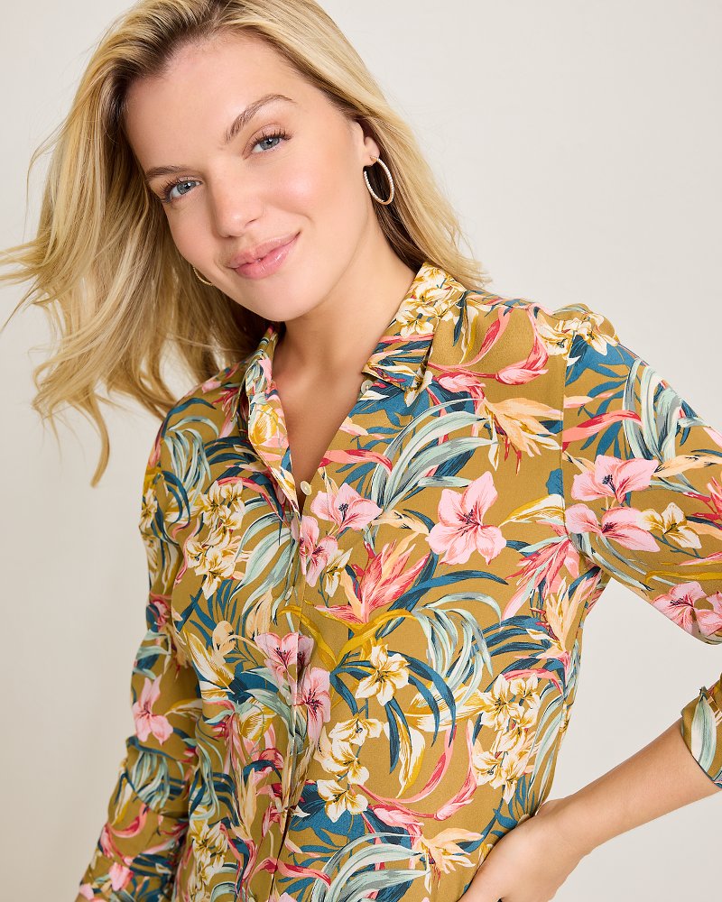 Flora Amora Long-Sleeve Silk Shirt